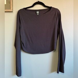 Ribbed Black Long Sleeve Cropped Tee, Wild Fable